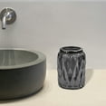 thumbnail image 2 of nu steel Glacier Smoke Collection Glass with Black Finish Metal Trim Tumbler Cup for Bathroom Vanity Countertops for Rinsing, Drinking, Storing Accessories and Organizing Makeup Brush, Liners - Smoke, 2 of 7
