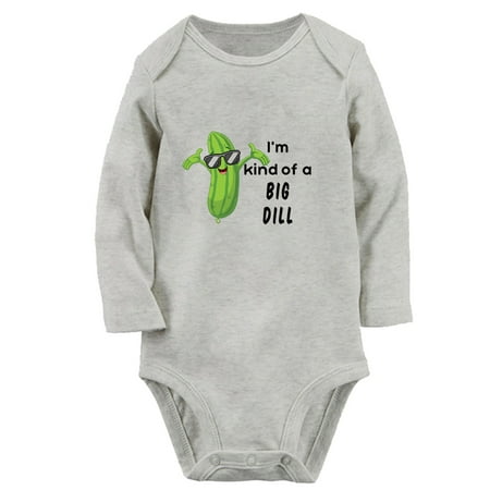 

iDzn® I m Kind Of A Big Dill Funny Rompers Newborn Baby Unisex Bodysuits Infant Jumpsuits Toddler Kids Long Sleeve Oufits (Gray 6-12 Months)
