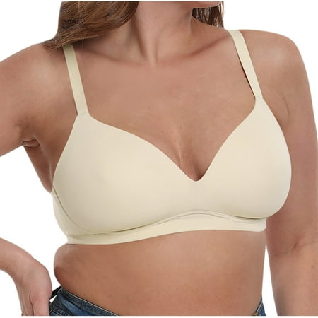 Mrasaso Deals of The Day Clearance! Full Coverage Bras for Women Women Nylon Bra Women s Seamless Full Cup Ice Silk Bra Large Chest Gathering Breathable Daily Bra(1pc Underwear) Yellow|L