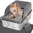 thumbnail image 1 of Caja de arena para gatos UPSKY de acero inoxidable XL con tapa para razas grandes, 1 of 7