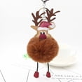 thumbnail image 2 of Llavero con colgante de alce de felpa de cuero, Pompón, Bola de piel de reno, muñeco, adornos de Navidad, recuerdos de fiesta, nuevo, 2 of 4