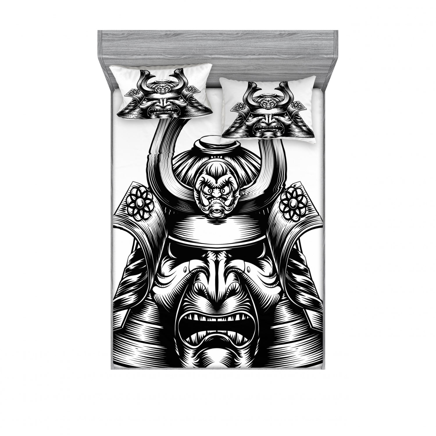 Japanese Bedding Set with Sheet & Covers, Vintage Style Oriental Themed