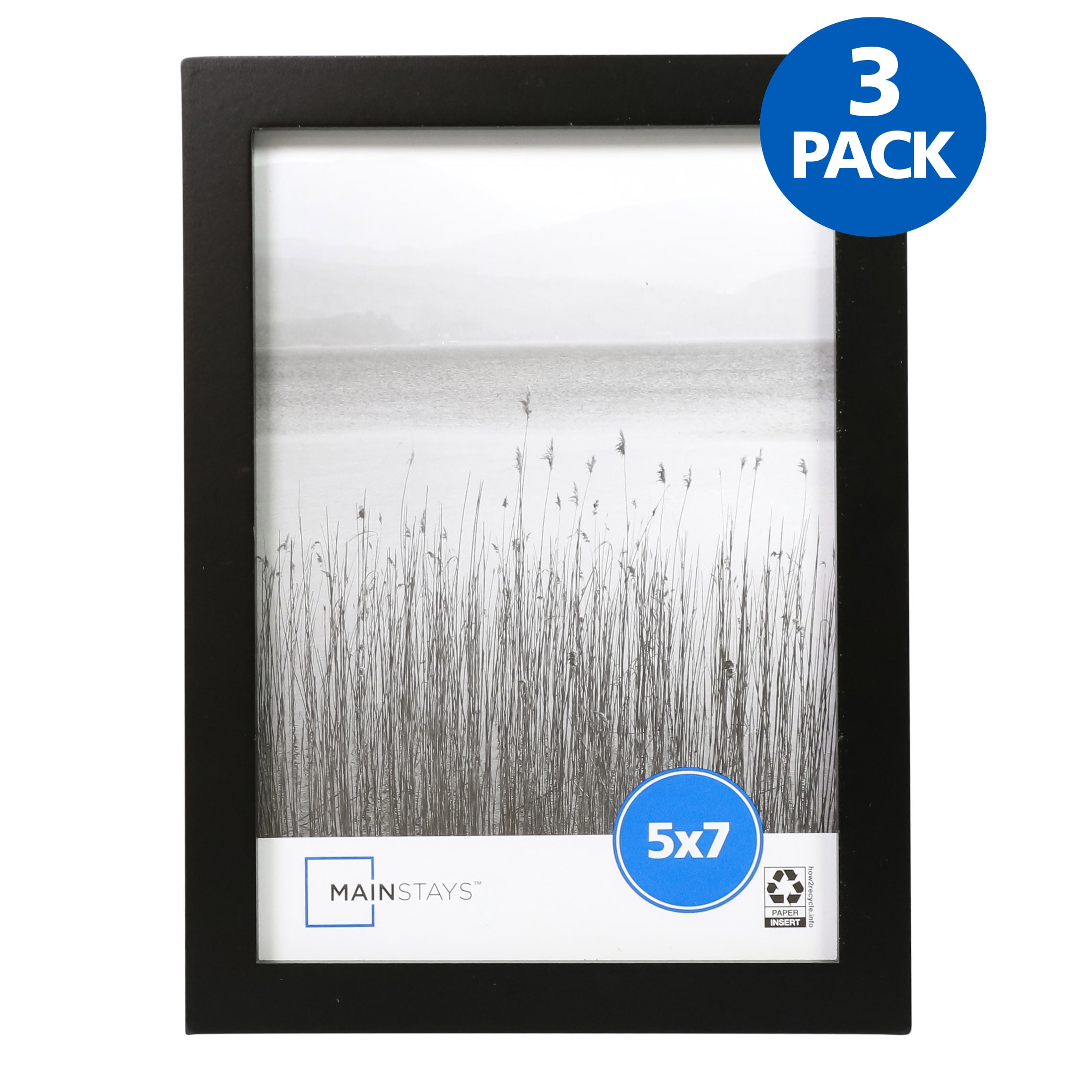 (2 pack) Mainstays - 5x7 Picture Frame - Black Gallery Linear Program Tabletop & Wall Photo Frame, Set of 3