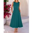 thumbnail image 5 of Merokeety Womens Summer Dresses Crew Neck A Line Midi Dress Teal xl, 5 of 7