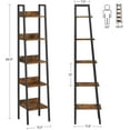 thumbnail image 3 of VASAGLE Ladder Shelf 5-Tier, Bookshelf, Industrial, Rustic Brown and Black, 3 of 6
