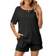 thumbnail image 2 of UVN 2 Piece Pajama Sets for Women Short Sleeve Top and Shorts Sleepwear Casual Lounge Set with Pockets, 2 of 6