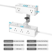 VILONG Desk Clamp Power Strip with 15 Outlets, 2 USB-C, 2 USB-A Ports, Surge Protector - White