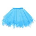thumbnail image 2 of Telankuip Women's Short Vintage Ballet Bubble Puffy Tutu Elastic High Waisted Soft Lightweight Petticoat Mini Skirts Trendy Solid Color Puff Carnival Party Short Skirt 2025 Sky Blue XXXL, 2 of 3