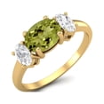 thumbnail image 2 of 1.50 Cts Peridot 925 Sterling Silver Gold Vermeil Three-Stone Past, Present and Future Ring, 2 of 3