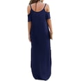 thumbnail image 7 of Aiyino Women's Summer Casual Loose Long Dress Cold Shoulder Short Sleeve Split Maxi Dresses, 7 of 7
