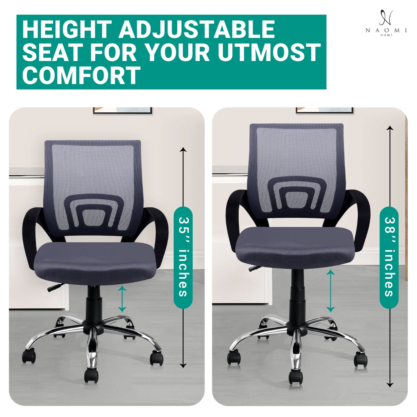 Ivana Gray Ergonomic Mesh Desk Chair – Adjustable Swivel Office Chair