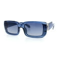 thumbnail image 4 of Womens Unique Exposed Side Lens Rectangular Plastic Mod Fashion Sunglasses Blue - Smoke, 4 of 6