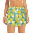 thumbnail image 2 of Sigee Lemons Chamomile Flowers And Leaves for Women's Athletic Shorts High Waisted Running Shorts Pocket Sporty Short Gym Elastic Workout ShortsMedium, 2 of 9