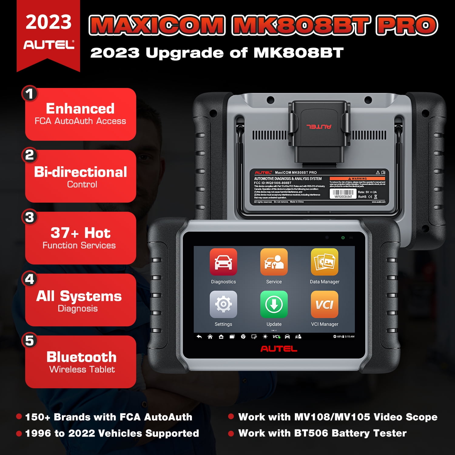 Autel MaxiCOM MK808BT Pro OBD2 Diagnostic Scan Tool - 2024 Version –  DiagMart