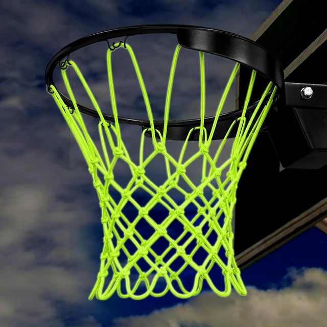 Nightlight Basketball Net Replacement, Basketball Hoop Net, Nylon Basketballs Nets Heavy Duty Outdoor, Fits Outdoor Indoor Standard Rim, All Weather Anti Whip Anti-Entanglement(12 Loops)