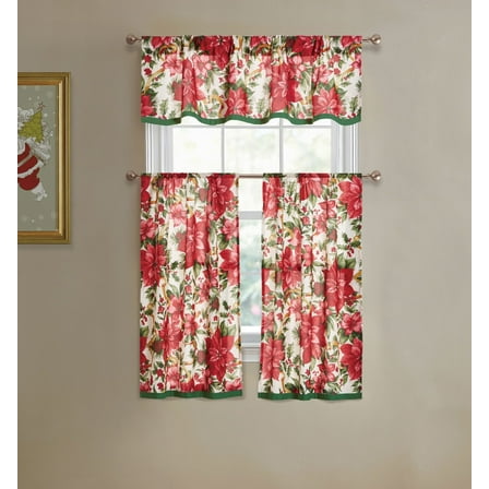 Classic Poinsettia Semi Sheer Complete 3 Pc. Christmas Kitchen Curtain Tier & Valance Set