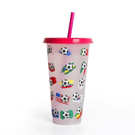 

Food Grade Thermal Mug Large Capacity Cold Discoloration Water Bottle Single-layer Football Color Changing Cup Water Cups 710ml