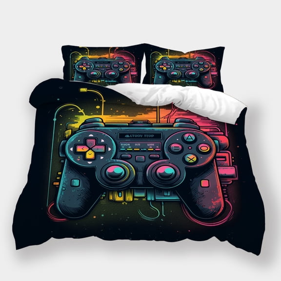 2/3 Pcs Bedding Set Game Handle Printed Comforter Cover Pillowcase Highend Bedroom Decor,Queen (90"x90")