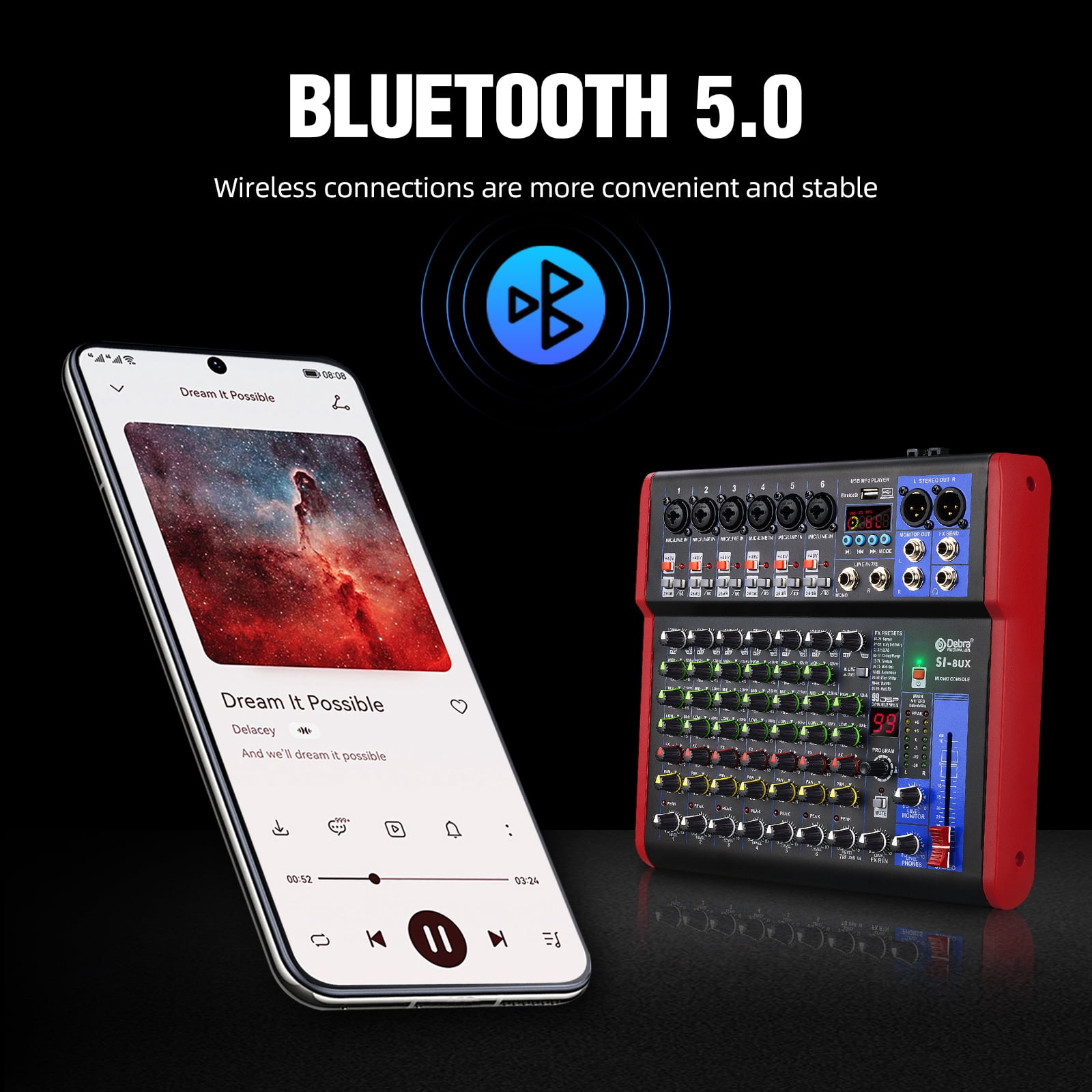 High sound quality! D Debra Audio Pro Portable Recording Mixer Audio With USB 99 DSP Digital Effects For DJ Mixer Console Karaoke Recording Studio (SI-8UX (8 Channel))