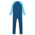 thumbnail image 5 of YONGHS Unisex Kids One-piece Sun Protection Swimwear Long Sleeve Full Cover Surfing Swimsuit Sky Blue 5-6, 5 of 7