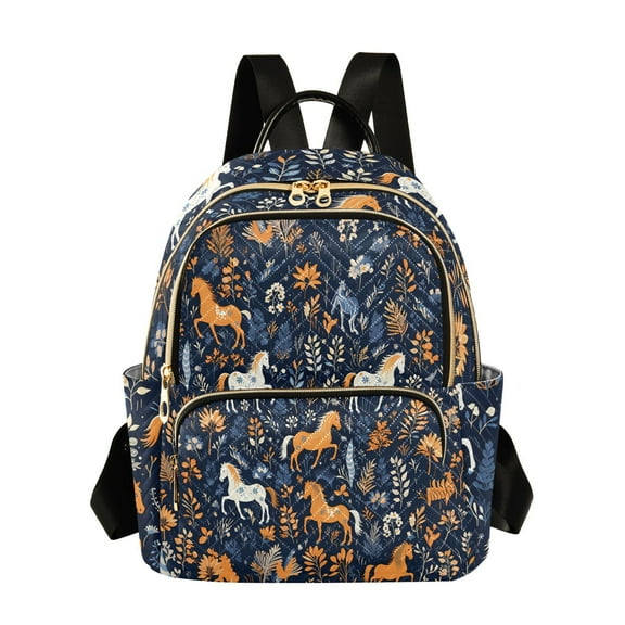 Full Horses Leaves Travel Laptop Backpack Casual Daypack Lightweight Bookbag Compartment for Business