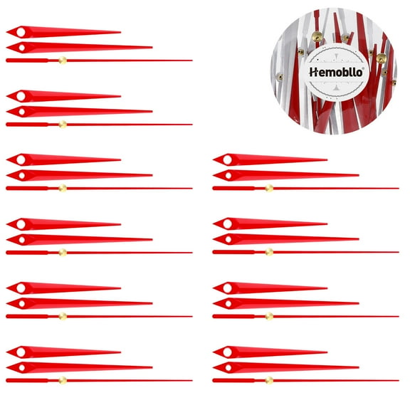 OFFIGAM 10 Sets Aluminum Red Clock Hands Replacement Kit, Silent Mute Pointers for Wall Clock Repair and Projects