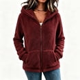 thumbnail image 2 of Tqcoqu Women's Sherpa Hooded Jacket, Full Zip Long Sleeve Fall Fleece Coat, Solid Color Winter Fuzzy Teddy Coats,Women's,Size S-XXL, 2 of 7