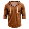 thumbnail image 2 of HAJWOH Men's Hoodies 3/4 Sleeve Workout Beach Shirts Vneck Breathable with Drawstring Sweatshirt, 2 of 5