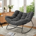 thumbnail image 3 of Dovov Indoor Rocking Chair with Cushion, Oversized Papasan Rocker Chair Comfy Egg Chair Modern Lounge Seat Recliner Chair, Gray, 3 of 11