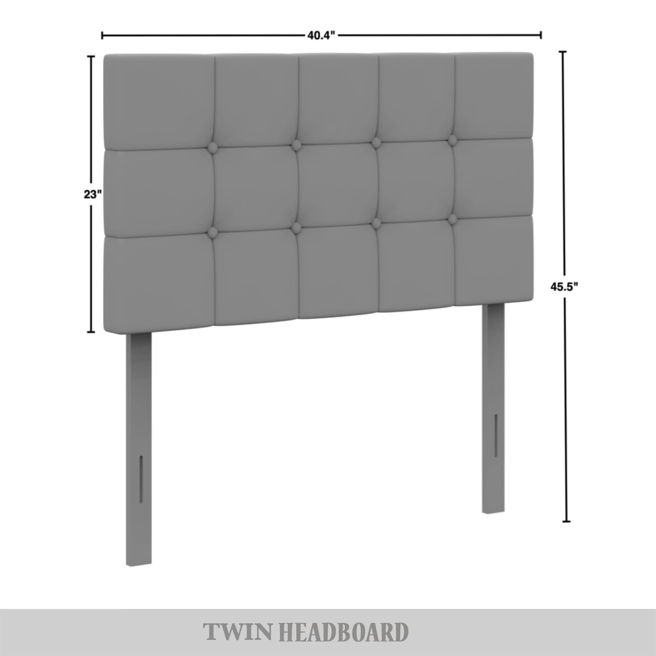 Castle Place Classic Square Button-Tufted Linen Queen Upholstered Headboard, Warm Grey