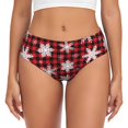 thumbnail image 1 of Balery Snowflake red plaid Ropa Interior de Algodón para Mujer con Dibujo – Braguitas Cómodas y Elásticas, Estilo Clásico-Small, 1 of 6