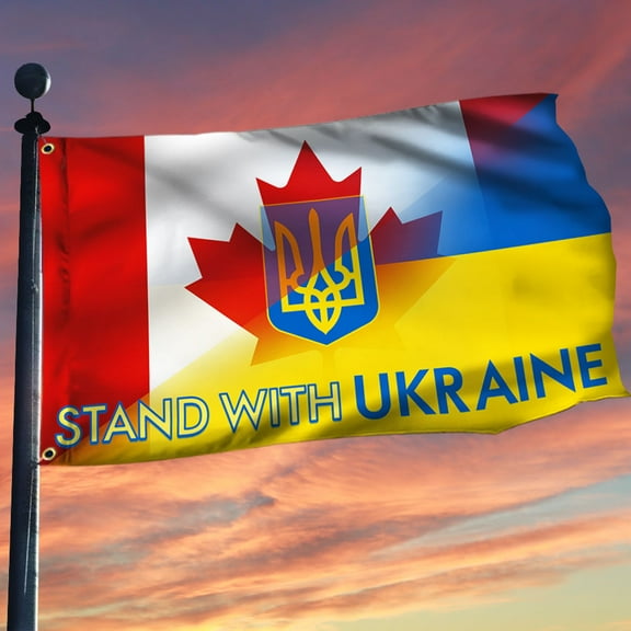 Flagwix Canada And Ukraine Grommet Flag Stand With Ukraine BNL557GF - 3x5 ft., No Flag Pole Rings