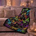 thumbnail image 6 of Printed Flannel Throw Blanket with Stylized Monster Truck Action Graffiti Scene, 6 of 9
