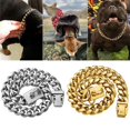 thumbnail image 4 of Collar de cadena de eslabones cubanos de acero inoxidable, Collar de cachorro dorado, hebilla de seguridad, Collar de entrenamiento para mascotas, collares para caminar, 14MM, 4 of 4