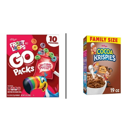 Kellogg's Froot Loops Cereal Go Packs 10 ct & Kellogg's Cocoa Krispies Cereal 19 oz