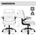 thumbnail image 3 of HYJY Office Desk Chair Executive Computer Ergonomic PU Leather Mid-Back Gaming Chair with Wheels Adjustable Flip-up Armrest Swivel for Home, Bedroom, Study (White), 3 of 13