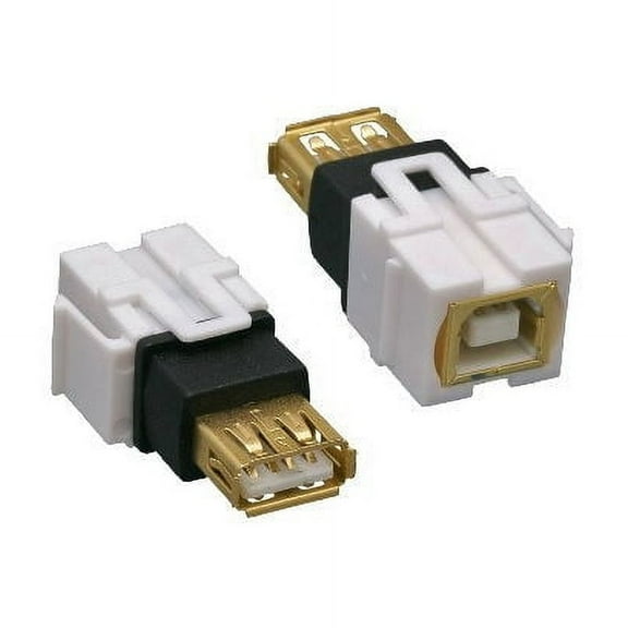Kentek USB 2.0 Type A Keystone Feedthrough Female To Type B Female F/F Insert Snap-in Flush Type Module For Wall Plate Patch Panel