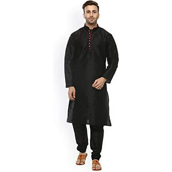 Royal Kurta Men's Kurta Pyjama Set (44, Entire Black)