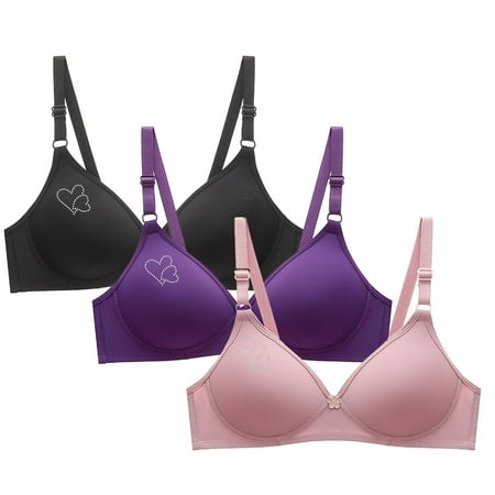 Brondbend Racerback Bras for Women 3pcs No Underwire Full Coverage Minimizer Adjustable Straps Smooth Lift Deep Cup Padded Everyday Bras Trendy Underoutfit Bra for Casual Festive Fashion Pink S