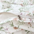 thumbnail image 6 of NAYOROOM Green leaves Pink Floral 100% Cotton Duvet Cover Queen Set, 3 Piece Romantic Soft Breathable Comforter Cover, 6 of 8