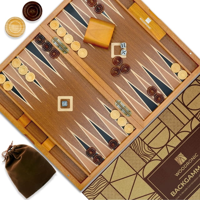Juego de backgammon Woodronic 15, juego clásico plegable de madera