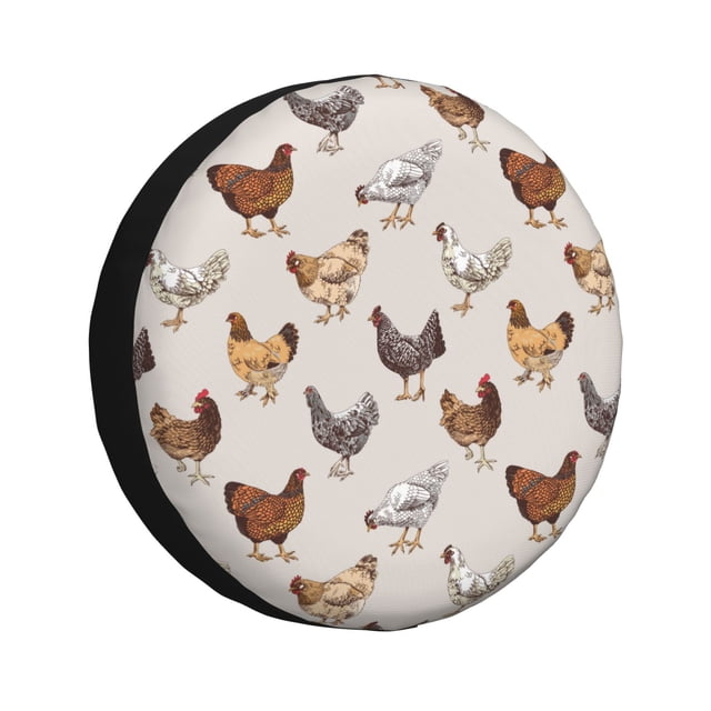 Fotbe Various Chicken Funda de Llanta de Repuesto con Estampado, Engrosada, Ajuste Universal para Jeep, Remolque, RV, SUV, Camión-16 inch