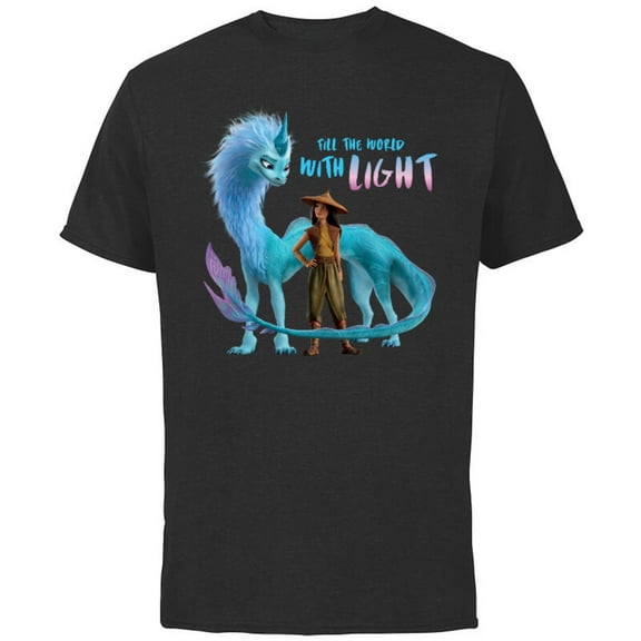 Disney Raya and the Last Dragon Fill the World With Light T-Shirt - Short Sleeve Cotton T-Shirt for Adults - Customized-Black