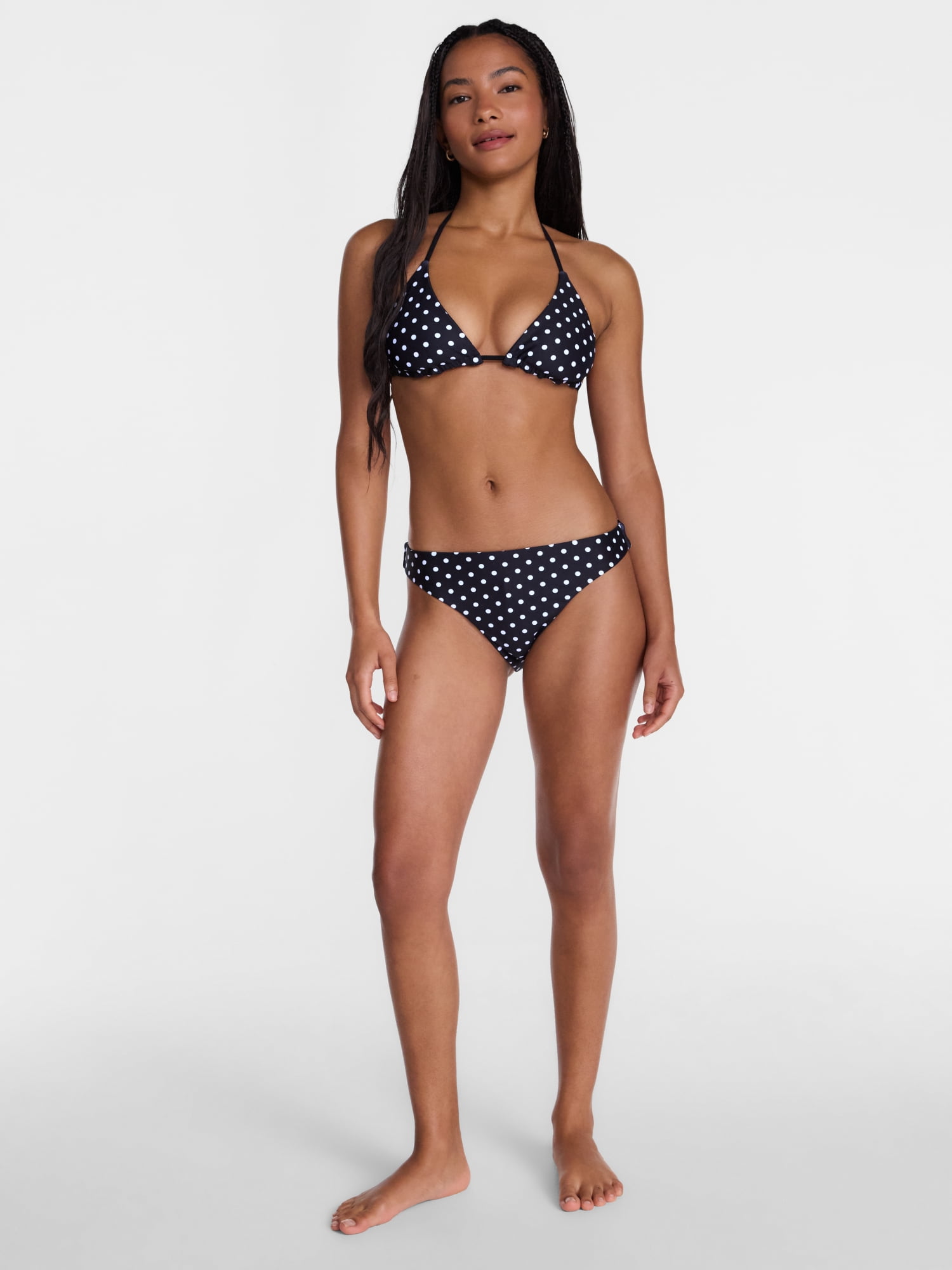 No Boundaries Reversible Polka Dot Triangle Bikini Top, Women's XXS-XXL
