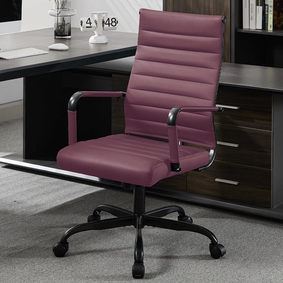 BOISKOM High Back Ergonomic Office Chair, Executive Swivel Computer Desk Chair with Wheels, PU Leather,Burgundy
