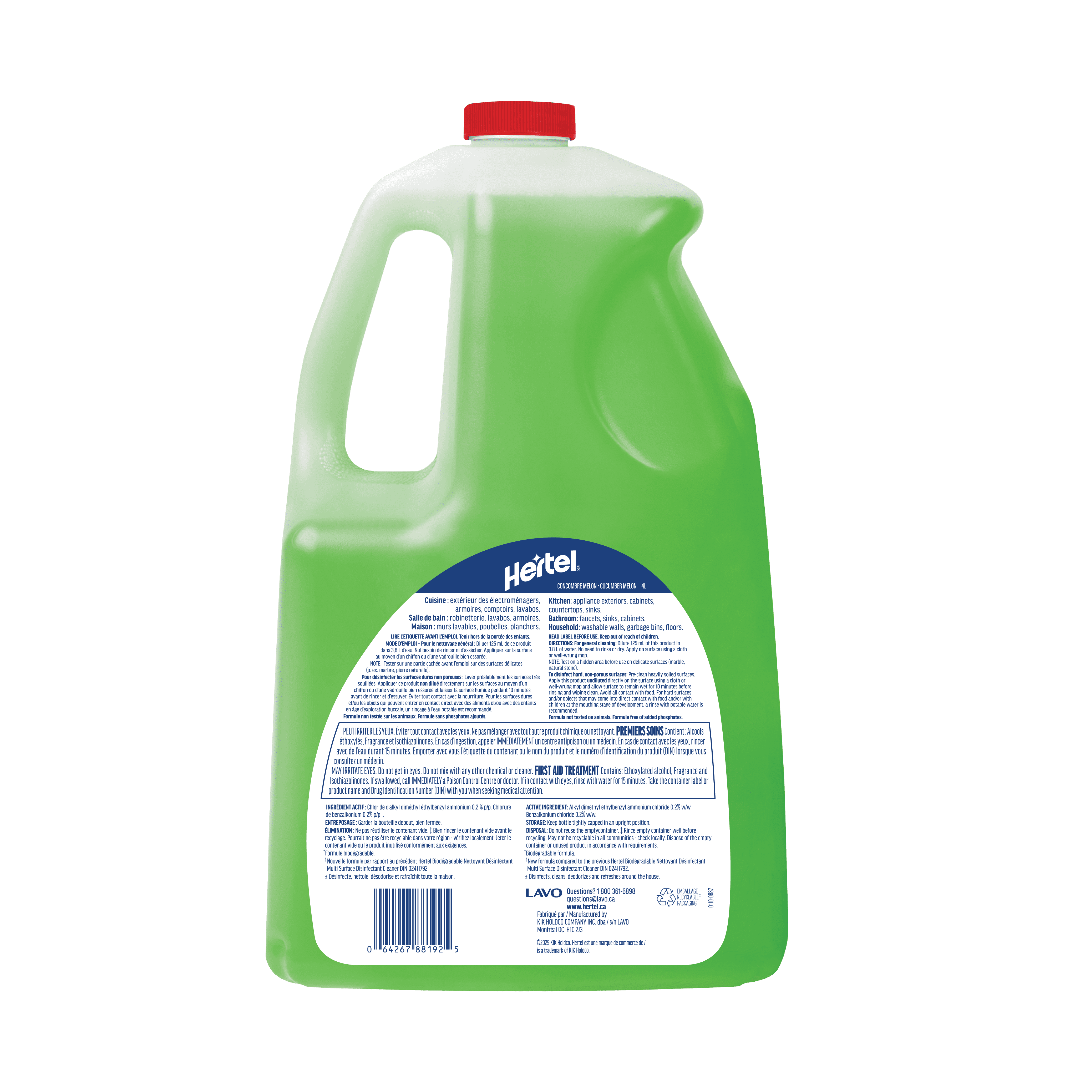 Hertel Multi-surface cleaning disinfectant dilutable, Cucumber melon, 4L