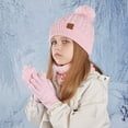 thumbnail image 6 of Children's Adorable Cartoon Three-Piece Set All-in-One Hat, Scarf, and Gloves Warm Ear-Covering Beanie Outdoor Knit Hat (Ages 3-10) -Lined, Thickened Soft and Skin-Friendly,One Size ,Pink, 6 of 6