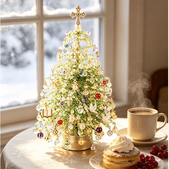 DIY Beaded Christmas Tree Kit, Create Your Own Sparkling Holiday Decoration, Handmade Craft Gift for Christmas Halloween Fall