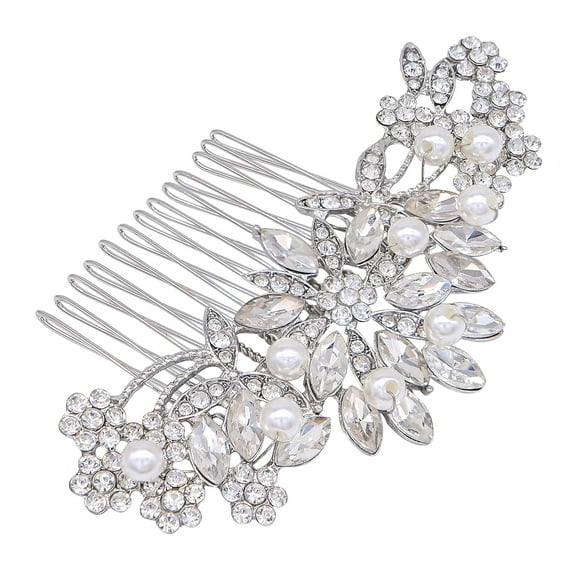 Rose Gold Wedding Hair Comb With Pearls and Crystals Wedding Hair Accessories Bridal Headpiece Or For Parties (Gold)