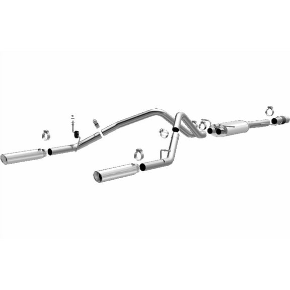 Magnaflow 14 Chev Silverado V8 5.3L SC Cab Dual Split Rear Exit SS Cat Back Perf Exhaust Fits select: 2014-2018 CHEVROLET SILVERADO, 2014-2018 GMC SIERRA